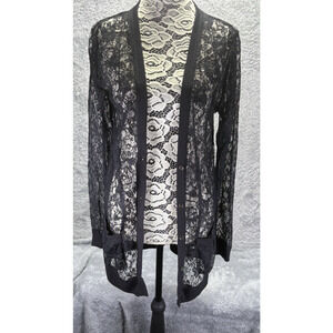 No Boundaries Womens XL Lace Cardigan Sheer Button‎ Up Y2K Fairygoth Grunge